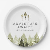 JENNA Rustieke Waterverf Pijnboom Bruidsdiner Papieren Bordje (Voorkant)