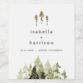 JENNA Rustige Waterverf Pine Tree Label Wijn Etiket (Enkel label)