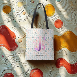 Jennas sierlijk bloemrijk monogram-ontwerp - J Tote Bag
