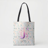 Jennas sierlijke bloemenmonogramontwerp - J Tote Bag (Voorkant)