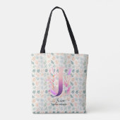Jennas sierlijke bloemenmonogramontwerp - J Tote Bag (Achterkant)
