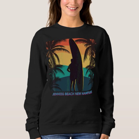 Jenness Beach New Hampshire Palm Tree Surfboard Su Trui (Voorkant)