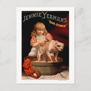 Jennie Yeamans "Our Jennie" Girl Washing Dog Briefkaart