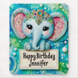 JENNIFER ~ BLAUWE OLIFANT ~ Mousepad Muismat
