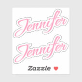 Jennifer Decoratieve Naam in Roze x2 Sticker (Vel)