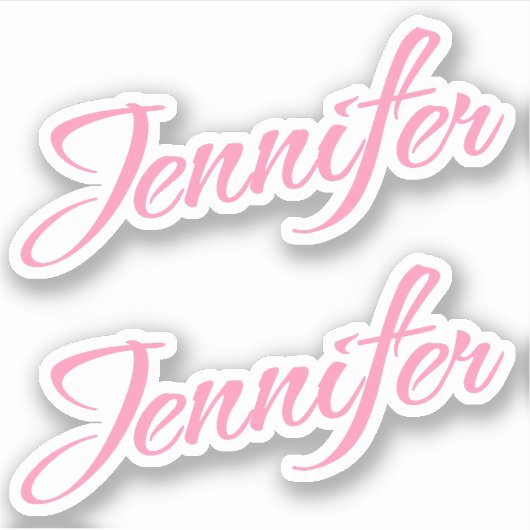 Jennifer Decoratieve Naam in Roze x2 Sticker (Voorkant)