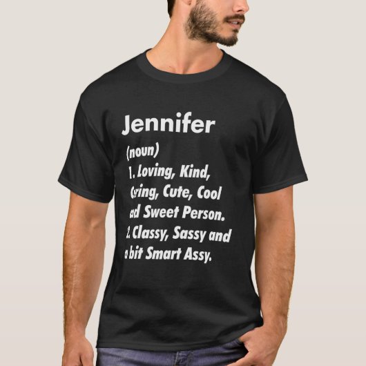 Jennifer Definition Personalized Funny Birthday Id T-shirt (Voorkant)