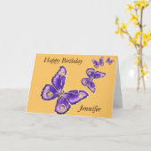 Jennifer, Gelukkige paarse de vlinderkaart van de Kaart (Gele Bloem)