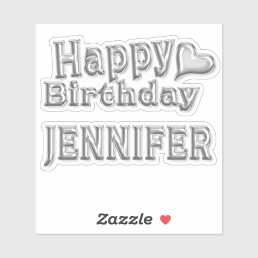 Jennifer Happy Birthday silver Aufkleber Sticker (Vel)