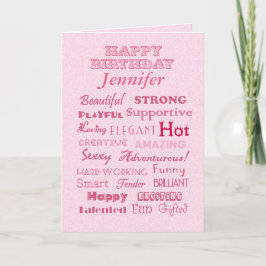 Jennifer Happy Birthday Woorden van Lof Kaart