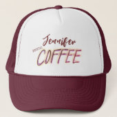 Jennifer heeft koffie nodig trucker pet (Voorkant)
