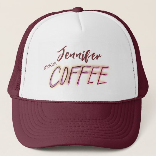 Jennifer heeft koffie nodig trucker pet (Voorkant)