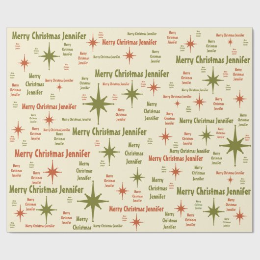 Jennifer Mideeuw Retro Merry Kerstmis Cadeaupapier (Vlak)