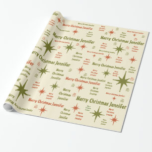 Jennifer Mideeuw Retro Merry Kerstmis Cadeaupapier