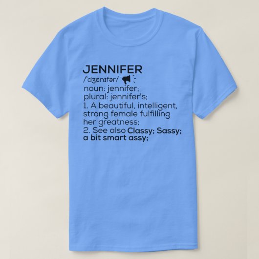 Jennifer Naam Definitie Jennifer Vrouw Naam T-shirt (Design voorkant)
