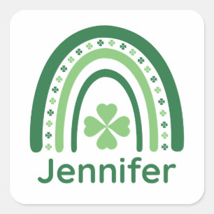 Jennifer Name Clover Boho Rainbow Vierkante Sticker