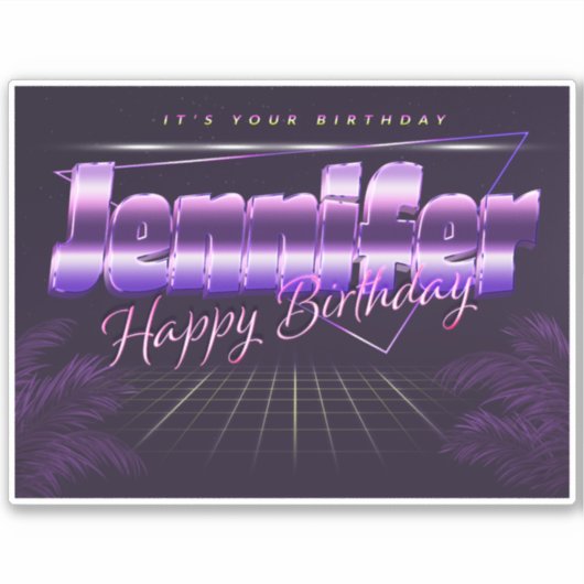 Jennifer Name Vorname retro Sticker Geburtstag (Voorkant)