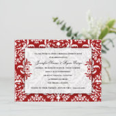 Jennifer Red Velvet Damask Invitation Kaart (Staand voorkant)