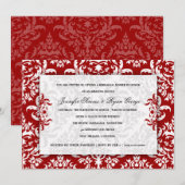Jennifer Red Velvet Damask Invitation Kaart (Voorkant / Achterkant)
