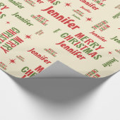 Jennifer Retro Merry kerst op maat Cadeaupapier (Hoek)