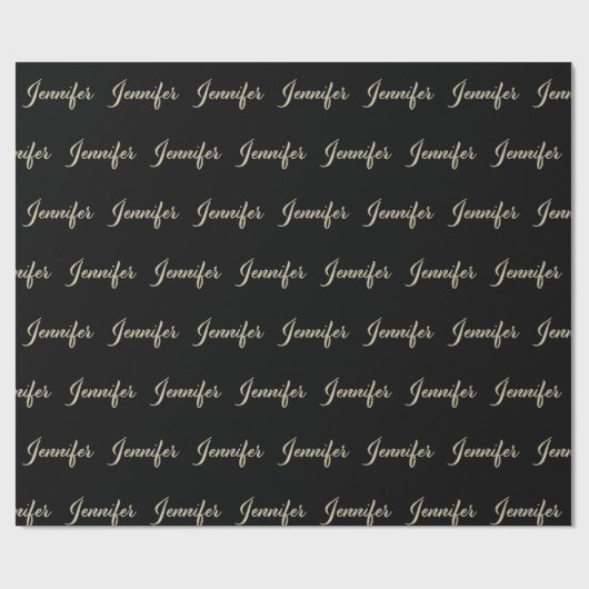 Jennifer white gold Handwriting Geschenkpapier Cadeaupapier (Vlak)