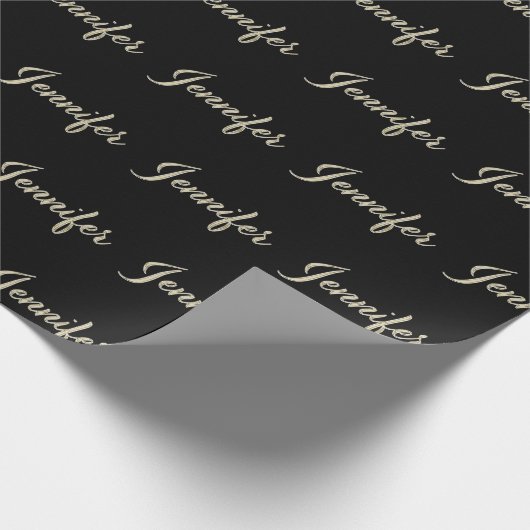 Jennifer white gold Handwriting Geschenkpapier Cadeaupapier (Hoek)