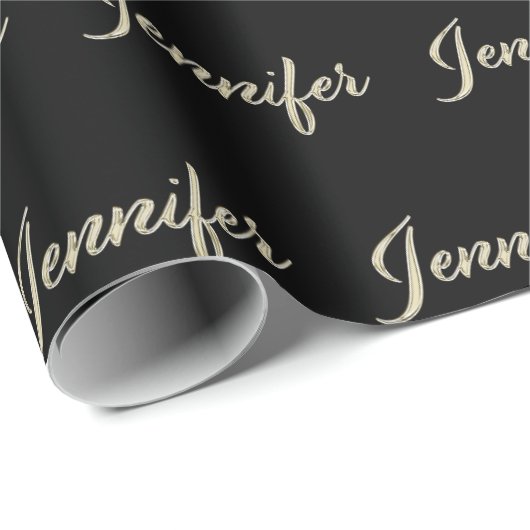Jennifer white gold Handwriting Geschenkpapier Cadeaupapier (Rol Hoek)