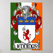 Jennings Coat of Arms Irish Flag Print (Voorkant)