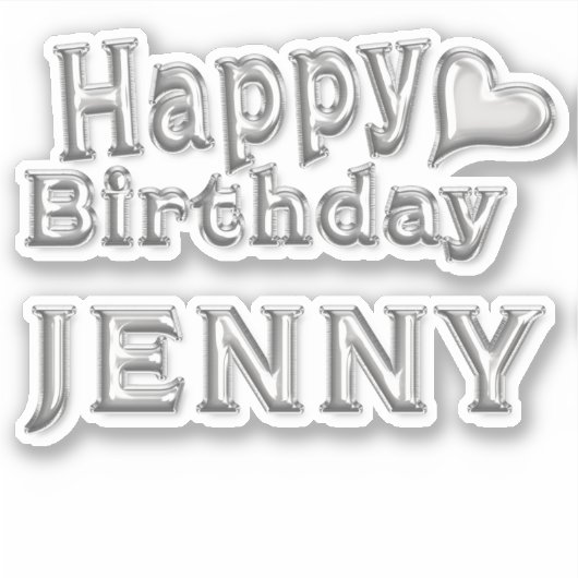 Jenny Happy Birthday silver Aufkleber Sticker (Voorkant)