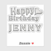 Jenny Happy Birthday silver Aufkleber Sticker (Vel)