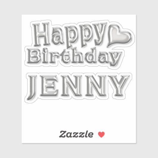 Jenny Happy Birthday silver Aufkleber Sticker (Vel)