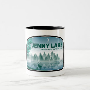 Jenny Lake Grand Teton Nationaal Park Herten Tweekleurige Koffiemok