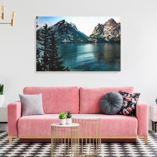 Jenny Lake, Grand Tetons op Canvas (Insitu (Woonkamer))