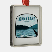 Jenny Lake Wyoming Gevist Rod Metalen Ornament (Rechts)