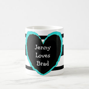 "Jenny Loves Brad" Coffee Mok: Voeg je namen Magische Mok