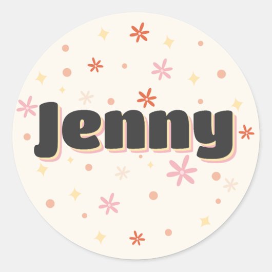 Jenny naam schattig ontwerp ronde sticker (Voorkant)