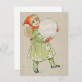 Jenny Nyström Flicka med snöboll CC0819 Grattis Briefkaart (Voorkant / Achterkant)