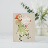 Jenny Nyström Flicka med snöboll CC0819 Grattis Briefkaart (Staand voorkant)