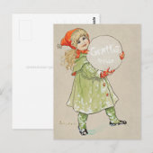 Jenny Nyström Flicka med snöboll CC0819 Grattis Briefkaart (Voorkant / Achterkant)