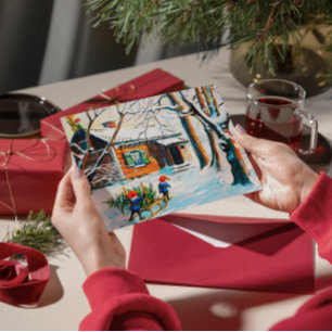 Jenny Nyström Gnome  Zweedse kerstboom Feestdagenkaart