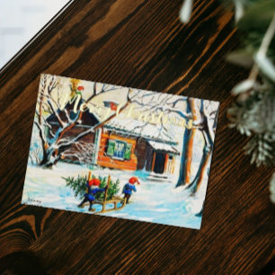 Jenny Nyström Gnome  Zweedse kerstboom Folie Feestdagenkaart