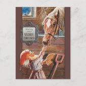 Jenny Nyström Kerstmis Tomte Brownie paard stabiel Feestdagenkaart (Voorkant)