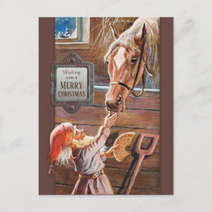 Jenny Nyström Kerstmis Tomte Brownie paard stabiel Feestdagenkaart