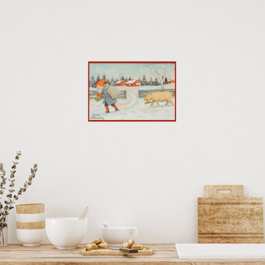 Jenny Nystrom - Kerstoude Zweedse illustratie Poster (Keuken)