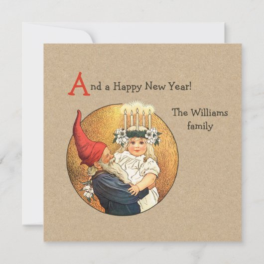 Jenny Nyström Tomte en Lucia 1187 Feestdagenkaart (Achterkant)