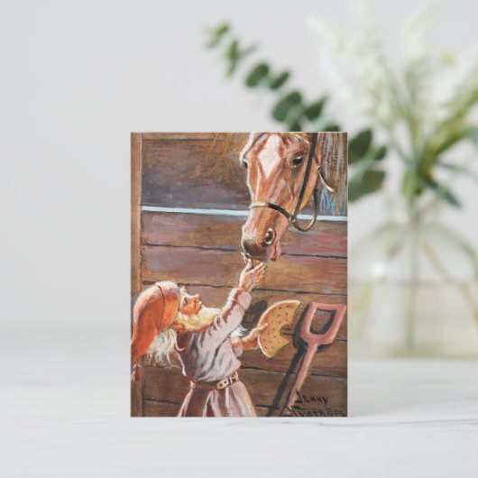 Jenny Nyström - Vrolijk kerstfeest in een stabiel Feestdagenkaart (Staand voorkant)