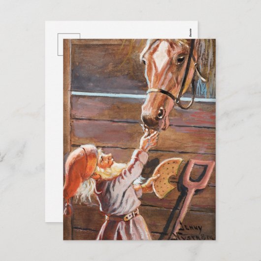 Jenny Nyström - Vrolijk kerstfeest in een stabiel Feestdagenkaart (Voorkant / Achterkant)