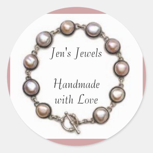 Jen's Jewels Handmade with Love Ronde Sticker (Voorkant)