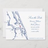 Jensen Beach FL Kaart Elegante Navy Blue Wedding (Voorkant)