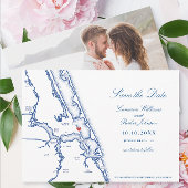 Jensen Beach FL Kaart Elegante Navy Blue Wedding